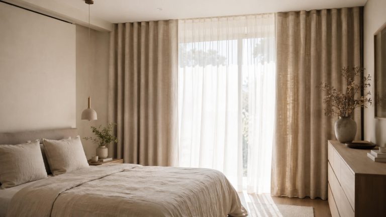 Rideaux en lin sur mesure à plis wave, tombé parfait